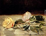 Two Roses On A Tablecloth by Eduard Manet
